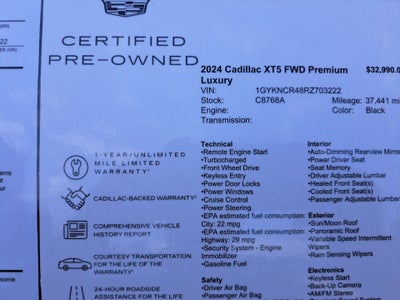 2024 Cadillac XT5 FWD Premium Luxury