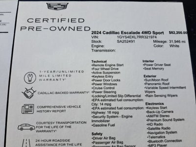2024 Cadillac Escalade Sport