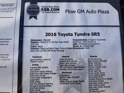 2016 Toyota Tundra 4WD Truck SR5