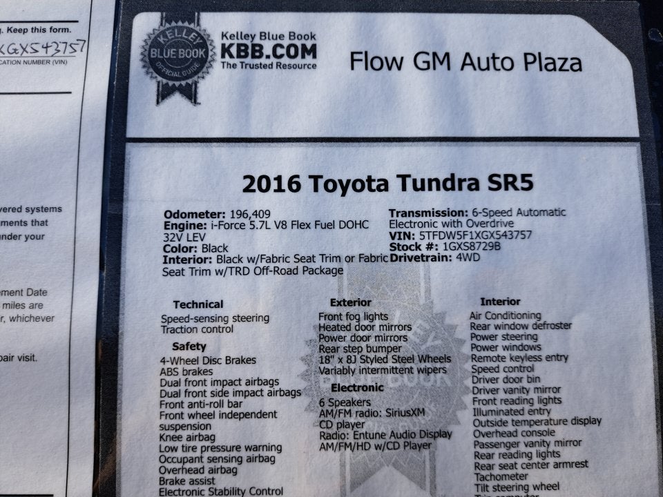 2016 Toyota Tundra 4WD Truck SR5