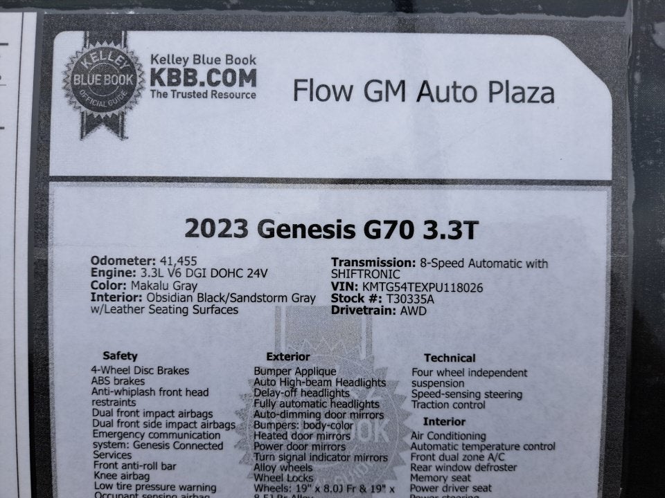 2023 Genesis G70 3.3T AWD
